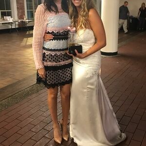 Pink and black lace dress